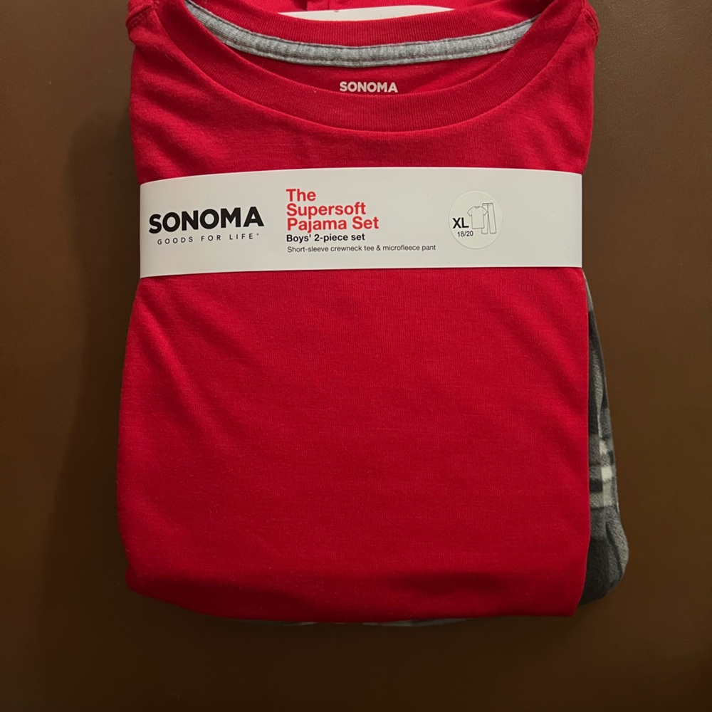 Sonoma Kids Red and Gray Pajama Set